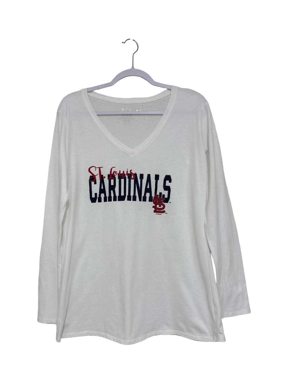 St. Louis Cardinals MLB V-Neck Long Sleeve Tee Women’s XL White